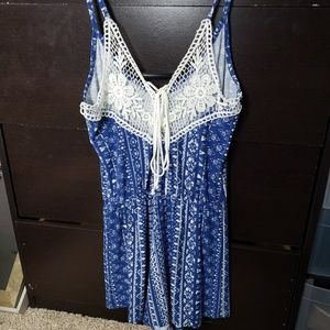 Blue with lace romper